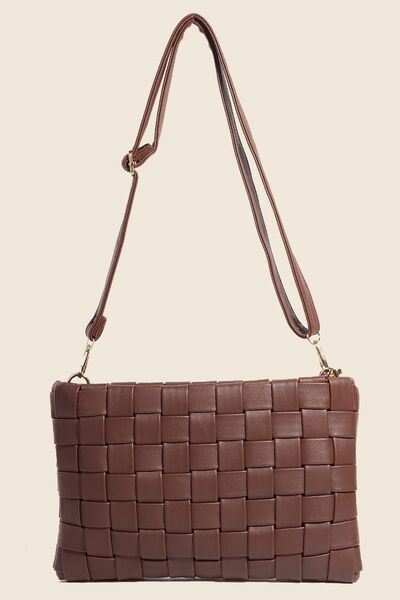 Fame Faux Leather Basket Weave Crossbody Bag-Authentically Radd Women's Online Boutique in Endwell, New York