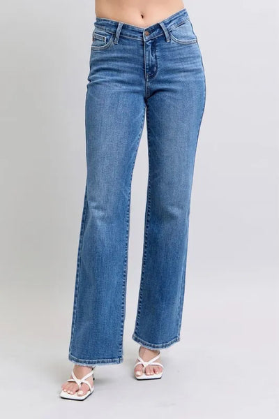 Judy Blue Wide Leg V-Front Jeans – Sleek & Chic Everyday Denim-Authentically Radd Women's Online Boutique in Endwell, New York