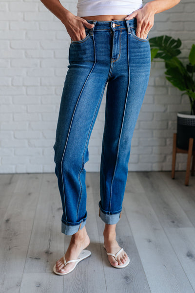 Campbell High Rise Center Seam Detail Straight Jeans-Womens-Authentically Radd Women's Online Boutique in Endwell, New York