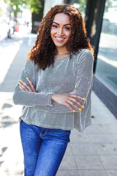 Hello Beautiful Black Rib Dolman Cropped Sweater Top-Authentically Radd Women's Online Boutique in Endwell, New York