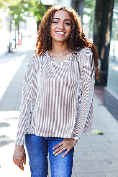 Hello Beautiful Camel Rib Dolman Cropped Sweater Top-Authentically Radd Women's Online Boutique in Endwell, New York