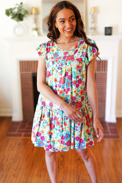 Seafoam Poplin Ruffle Sleeve Dress-Authentically Radd Women's Online Boutique in Endwell, New York