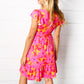 Fuchsia & Orange Tropical Floral Square Neck Dress-Authentically Radd Women's Online Boutique in Endwell, New York