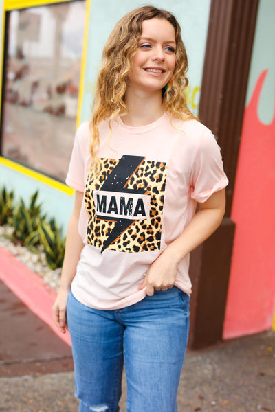 Peach "Mama" Animal Print Graphic Tee-Authentically Radd Women's Online Boutique in Endwell, New York