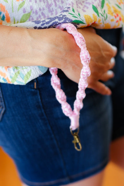 Baby Pink Hand Woven Braid Wristlet Keychain-Authentically Radd Women's Online Boutique in Endwell, New York