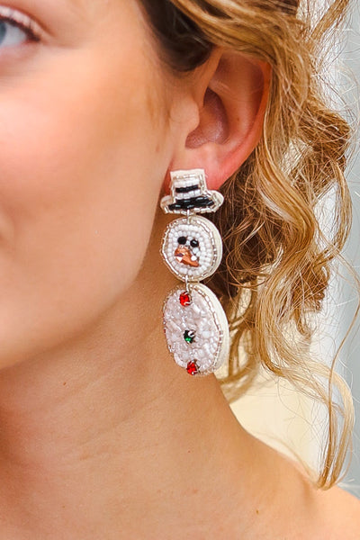 Snowman Beaded & Rhinestone Dangle Earrings-Authentically Radd Women's Online Boutique in Endwell, New York