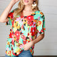 Multicolor Tropical Floral V Neck Drop Shoulder Top-Authentically Radd Women's Online Boutique in Endwell, New York