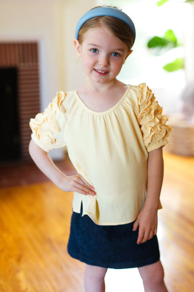 Kids Lovely Lemon Ruffle Sleeve Side Slit Top-2024 Blow-Out Sale-Authentically Radd Women's Online Boutique in Endwell, New York