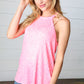 Neon Pink Two Tone Sleeveless Halter Top-Authentically Radd Women's Online Boutique in Endwell, New York