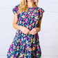 Navy Flat Floral Woven Poplin Ruffle Frill Sleeve Dress-Authentically Radd Women's Online Boutique in Endwell, New York
