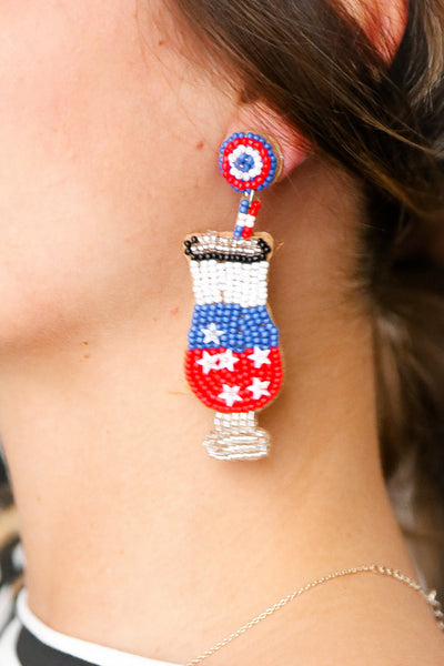 Freedom Cocktail Beaded Dangle Earrings-Authentically Radd Women's Online Boutique in Endwell, New York
