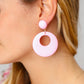 Pink Open Circle Resin Dangle Earrings-Authentically Radd Women's Online Boutique in Endwell, New York