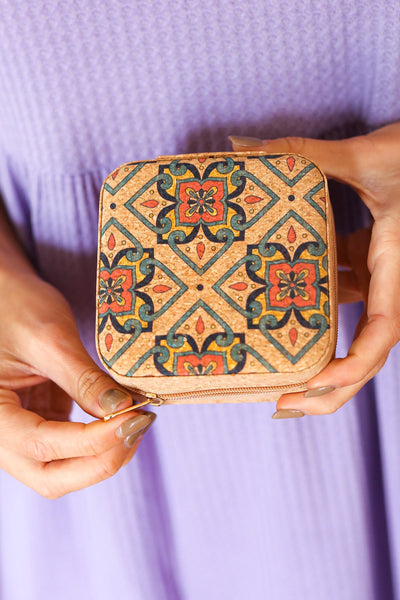 Spanish Tile & Cork Travel Jewelry Box-2024 Summer Blow Out Sale-Authentically Radd Women's Online Boutique in Endwell, New York