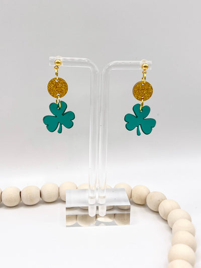 *RTS* Solid Green Shamrock Drop Studs-Authentically Radd Women's Online Boutique in Endwell, New York