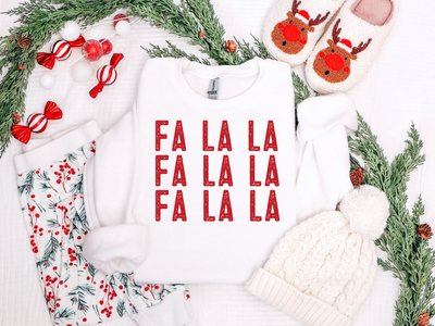 Fa La La Stacked Graphic Tee and Sweatshirt-Womens-Authentically Radd Women's Online Boutique in Endwell, New York
