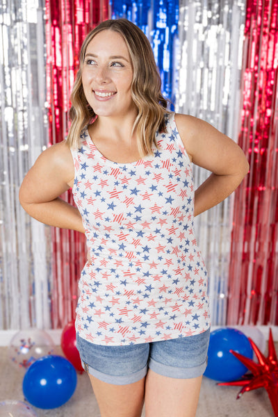 Ava Tank - American Stars and Stripes-tank-Authentically Radd Women's Online Boutique in Endwell, New York