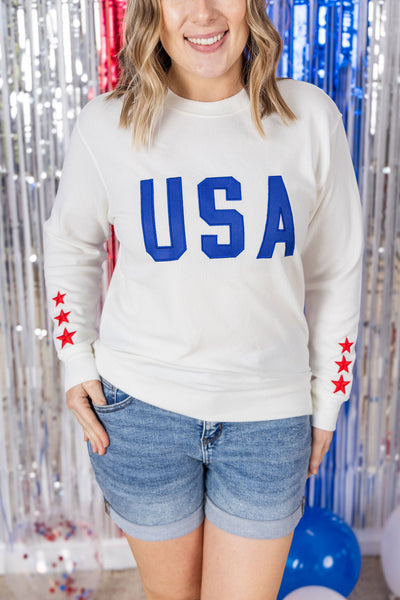 USA Pullover - White-pullover-Authentically Radd Women's Online Boutique in Endwell, New York