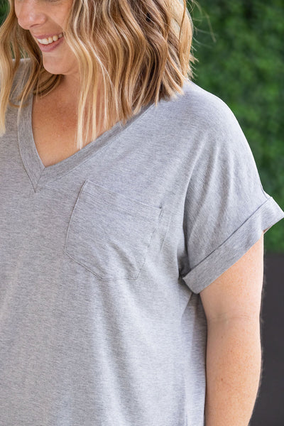 Sierra Pocket Tops - Grey-Tops-Authentically Radd Women's Online Boutique in Endwell, New York