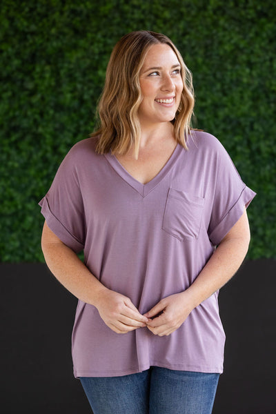 Sierra Pocket Tops - Dusty Purple-Tops-Authentically Radd Women's Online Boutique in Endwell, New York