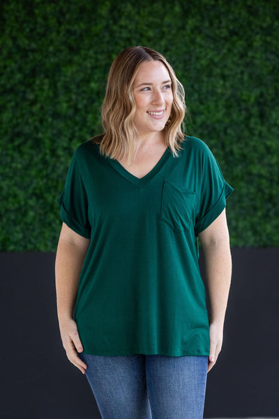 Sierra Pocket Tops - Hunter Green-Tops-Authentically Radd Women's Online Boutique in Endwell, New York