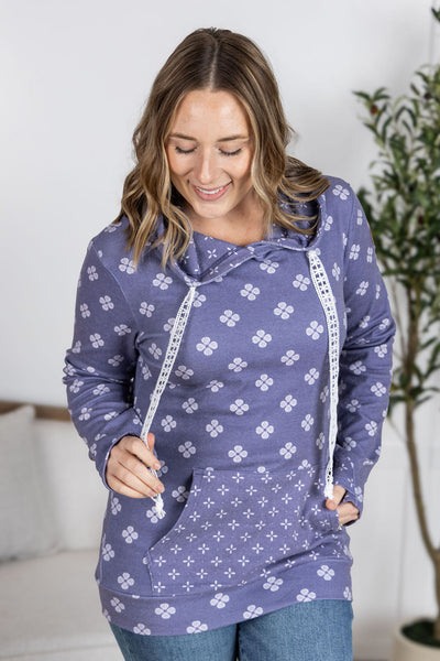 Hailey Pullover Hoodie - Slate Purple Floral-Hoodie-Authentically Radd Women's Online Boutique in Endwell, New York