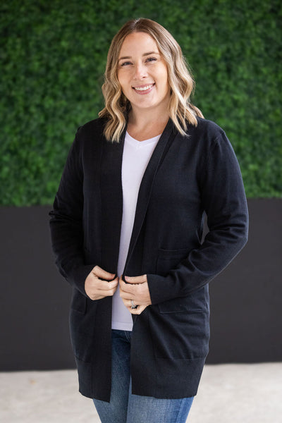 High Pocket Cardigan - Black-Cardigan-Authentically Radd Women's Online Boutique in Endwell, New York