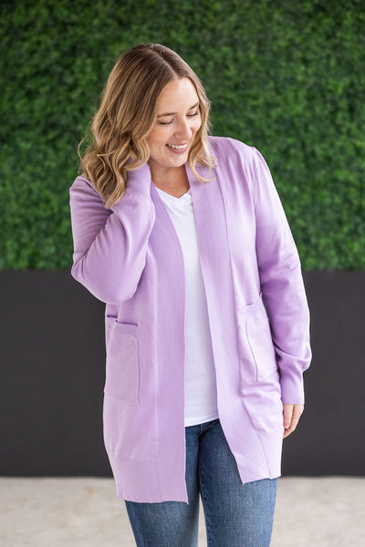 High Pocket Cardigan - Lavender-Cardigan-Authentically Radd Women's Online Boutique in Endwell, New York