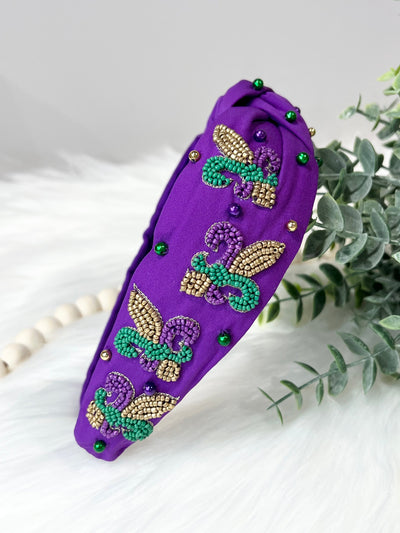 Mardi Gras Beaded Headband-Authentically Radd Women's Online Boutique in Endwell, New York
