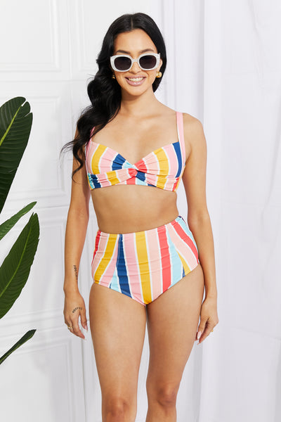 Marina West Swim Take A Dip Twist High-Rise Bikini in Stripe-Authentically Radd Women's Online Boutique in Endwell, New York