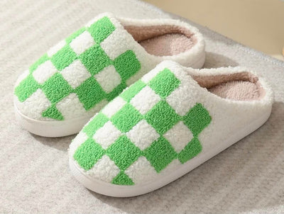 RTS Green Checkered Slippers-Authentically Radd Women's Online Boutique in Endwell, New York