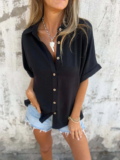 Full Size Button Down Short Sleeve Shirt Plus Size-Authentically Radd Women's Online Boutique in Endwell, New York