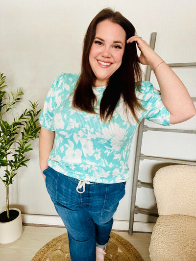 Spring Vibes Floral Top in Mint-Authentically Radd Women's Online Boutique in Endwell, New York