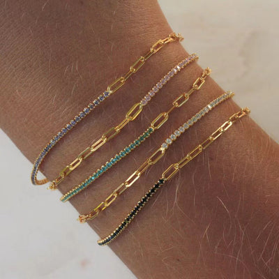 Stainless Paperclip Gemstone Bracelet-Authentically Radd Women's Online Boutique in Endwell, New York