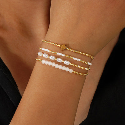 Beaded Cross Bracelet Stack-Authentically Radd Women's Online Boutique in Endwell, New York