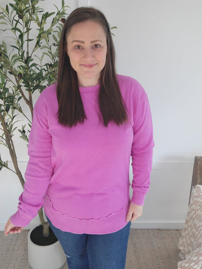 Vintage Wash Pullover - Vivid Orchid-clothing-Authentically Radd Women's Online Boutique in Endwell, New York