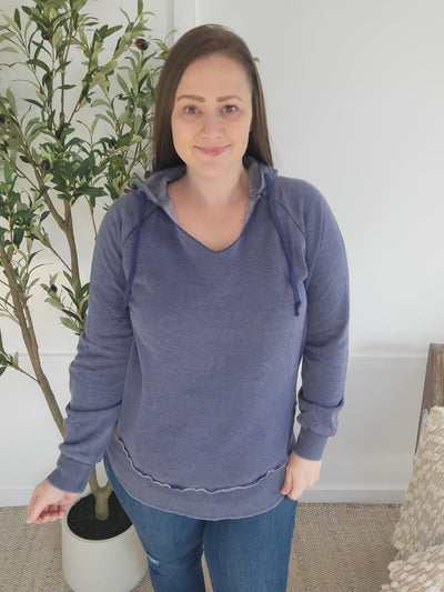 Vintage Wash Beach Hoodie - Nautical Navy-clothing-Authentically Radd Women's Online Boutique in Endwell, New York
