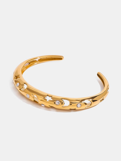 Stainless Steel Inlaid Rhinestone Cutout Bracelet-Authentically Radd Women's Online Boutique in Endwell, New York