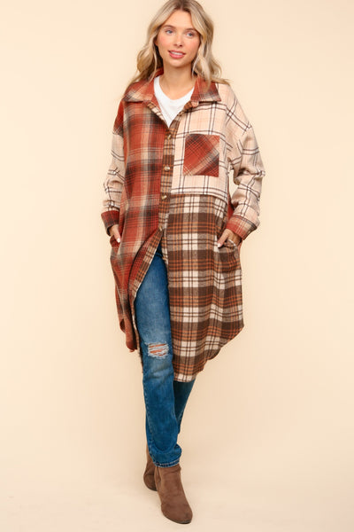 Flannel Plaid Oversized Shacket with Pockets-Womens-Authentically Radd Women's Online Boutique in Endwell, New York