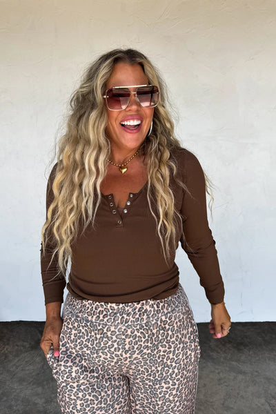PREORDER: Fall Brooklyn Snap Henley Top-Womens-Authentically Radd Women's Online Boutique in Endwell, New York