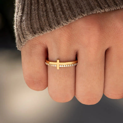 Sterling Cross Ring GOLD-Authentically Radd Women's Online Boutique in Endwell, New York