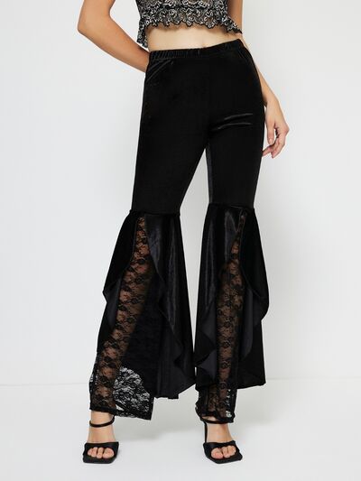 High Waist Lace Flare Pants - Vintage Glam Meets Modern Edge-Authentically Radd Women's Online Boutique in Endwell, New York