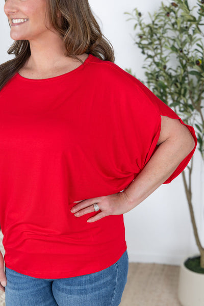 Darcy Dolman Top - Red-Tops-Authentically Radd Women's Online Boutique in Endwell, New York