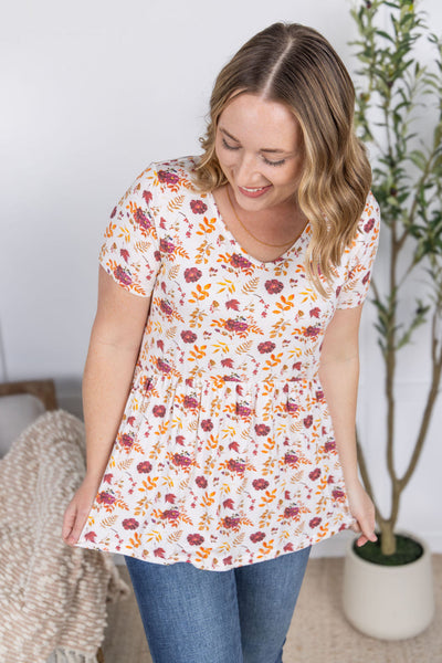 Sarah Ruffle Short Sleeve - Autumn Floral-Tops-Authentically Radd Women's Online Boutique in Endwell, New York