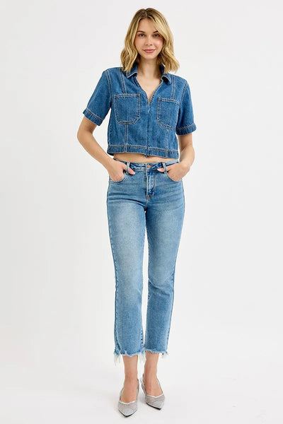 Risen Coastal Crop Straight Jeans Sizes 0-3X-Authentically Radd Women's Online Boutique in Endwell, New York