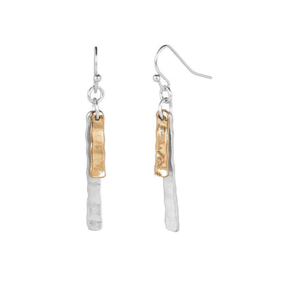Mixed Metal Layered Hammered Dangle Earrings-Accessories-Authentically Radd Women's Online Boutique in Endwell, New York
