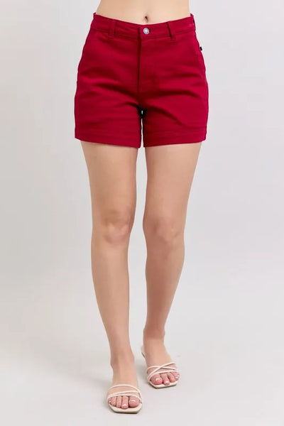 Judy Blue Ruby Heart Pocket Tummy control Shorts – High Rise Stretch Fit (S–XL)-Authentically Radd Women's Online Boutique in Endwell, New York