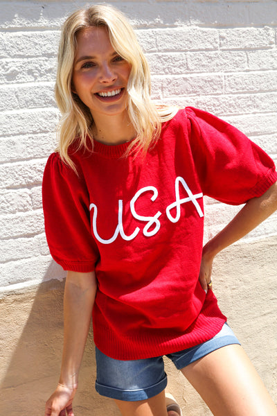 Party in the USA Top in Red-Authentically Radd Women's Online Boutique in Endwell, New York