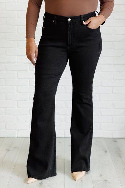 Etta High Rise Control Top Flare Jeans in Black-Denim-Authentically Radd Women's Online Boutique in Endwell, New York