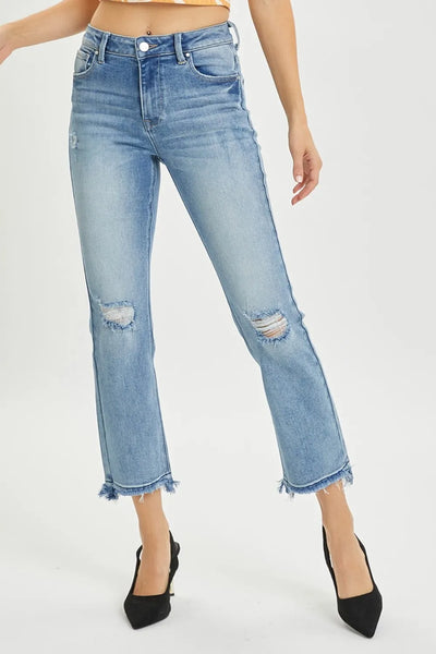 RISEN Full Size High Rise Distressed Cropped Straight Jeans-Authentically Radd Women's Online Boutique in Endwell, New York