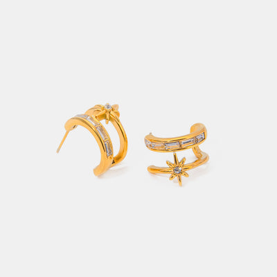 Stainless Steel Zircon Double-Layered Earrings-Authentically Radd Women's Online Boutique in Endwell, New York